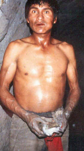 picture of miner in Potosi, Bolivia'